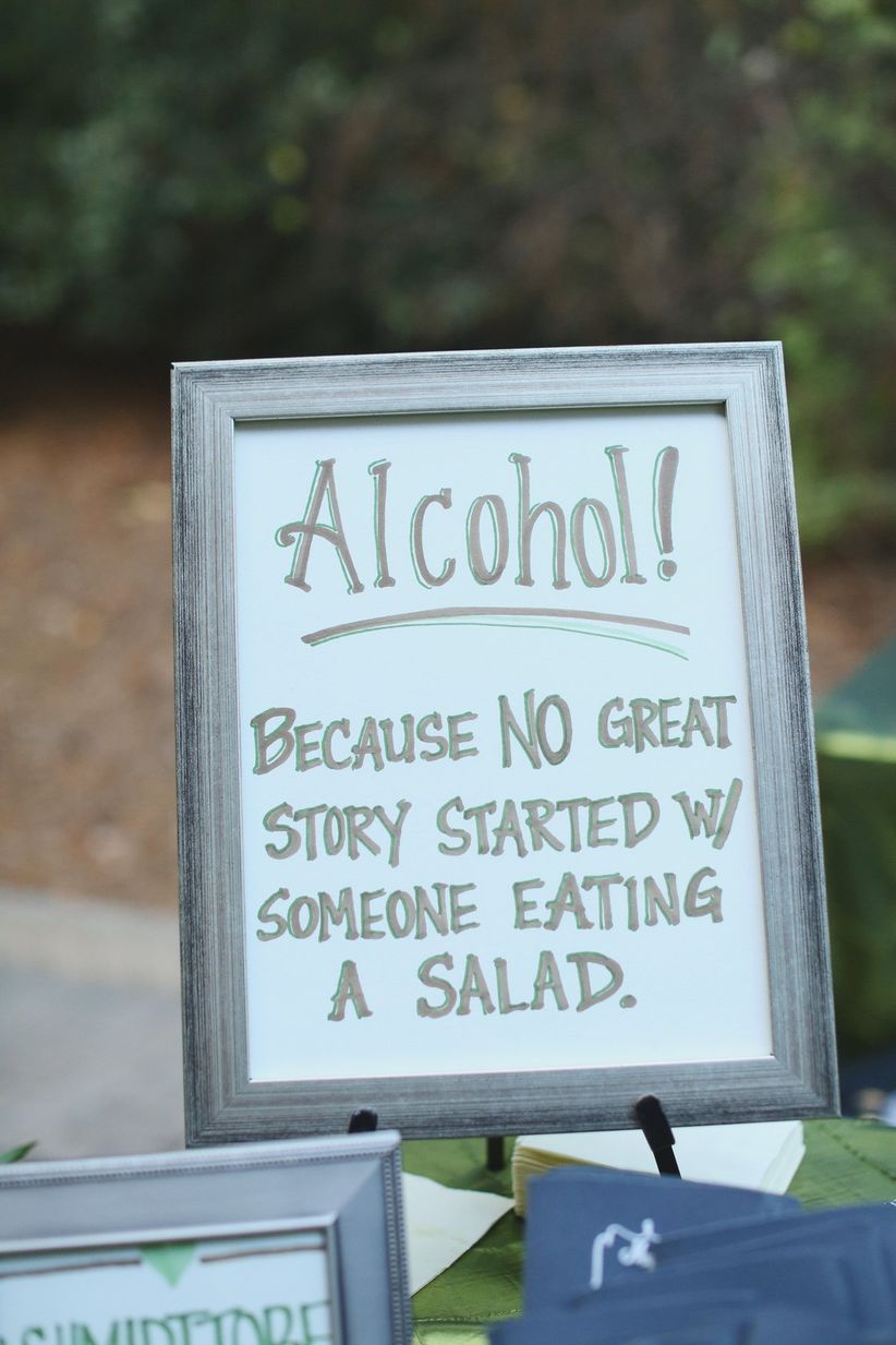 alcohol wedding sign