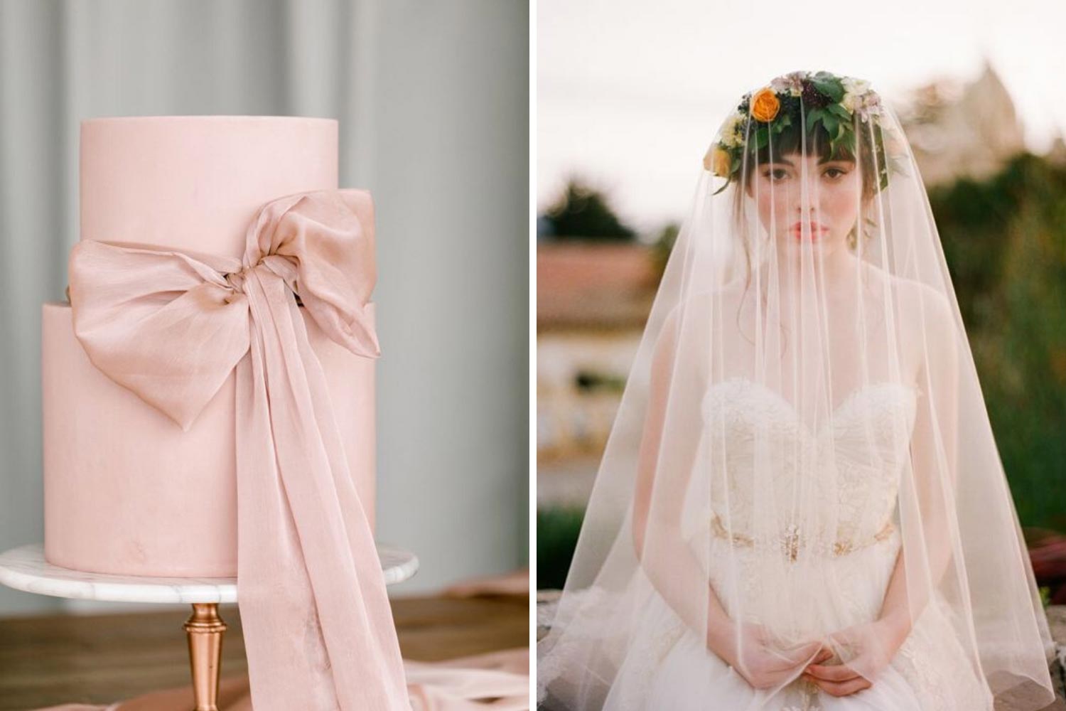 Свадебные тренды 2021: драпировка на торте, невеста с фатой фото