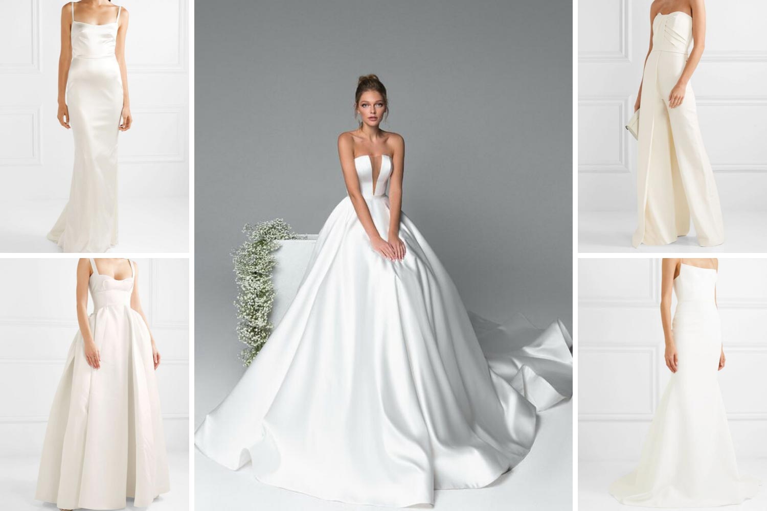 Классическое свадебное платье из тафты, сатина, атласа фото