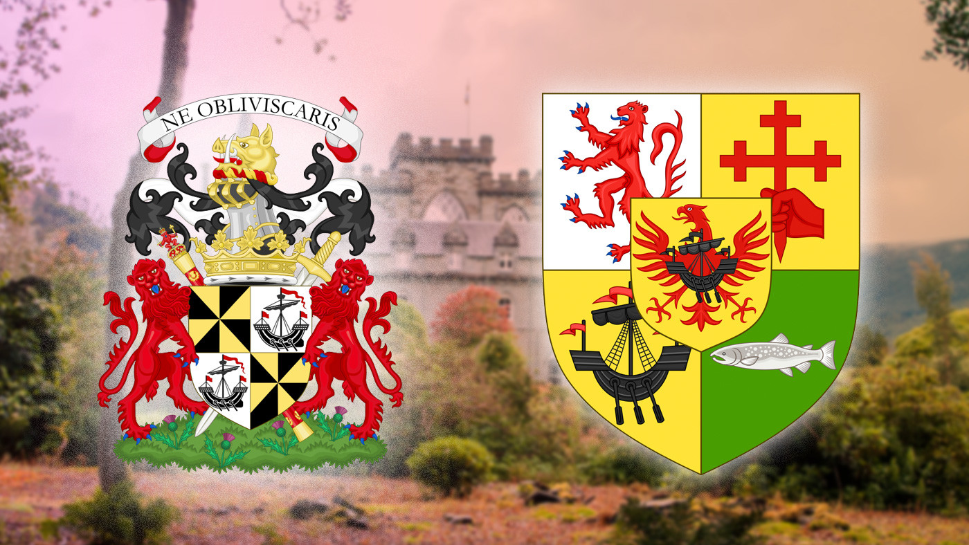 Герб герцогов Аргайл и герб вождей клана Макдональдов. Коллаж. Фото: © Википедия