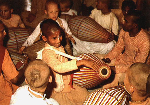Children chanting Hare Krishna