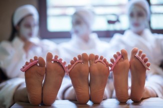 Bridemaids and bride at the spa